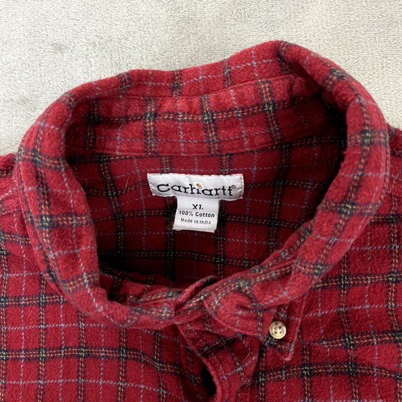 Carhartt Y2K Flannel Mens Plaid Casual Workwear Button Down Long Sleeve Shirt XL - Picture 4 of 8